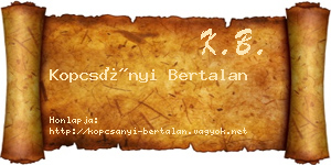 Kopcsányi Bertalan névjegykártya