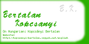 bertalan kopcsanyi business card