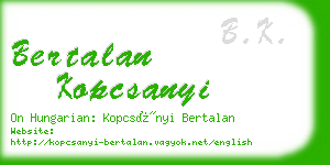 bertalan kopcsanyi business card